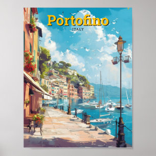 Portofino Italië Kunst Vintage Reizen Poster