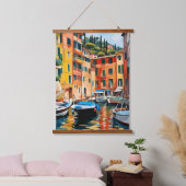 Portofino Italië Mediterraan Waterschap Boten Hangend Wandkleed (Slaapkamer)