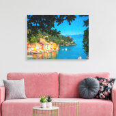 Portofino, Italië, olieverfschilderij Canvas Afdruk (Insitu (Woonkamer))