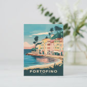 Portofino Italië Reis Waterverf Briefkaart (Staand voorkant)