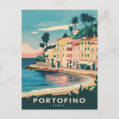 Portofino Italië Reis Waterverf Briefkaart (Voorkant)