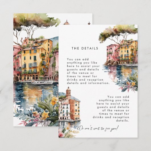 Portofino Italië — Vertrouwenskaart Informatiekaartje (Voorkant / Achterkant)