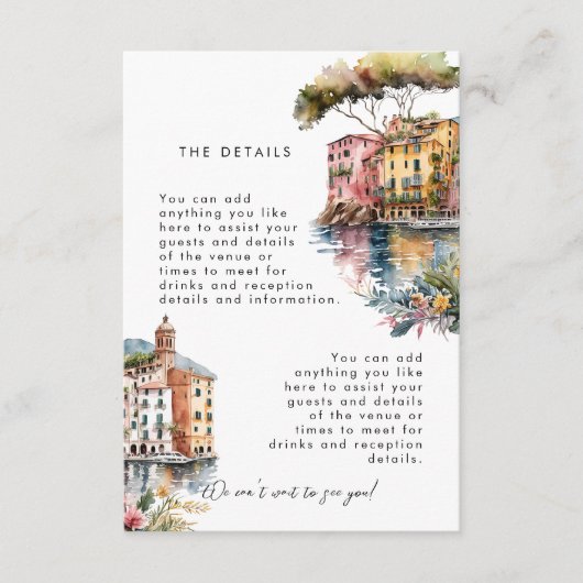 Portofino Italië — Vertrouwenskaart Informatiekaartje (Voorkant)