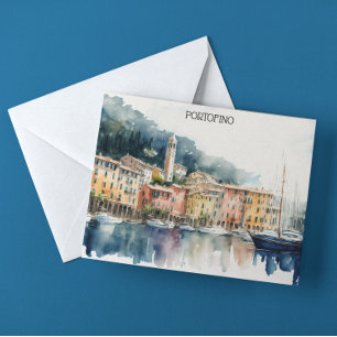Portofino Italië Waterverf Schilderij Briefkaart