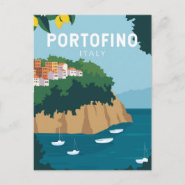 Portofino Italy Retro Travel Art  Briefkaart
