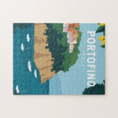 Portofino Italy Retro Travel Art  Legpuzzel (Horizontaal)