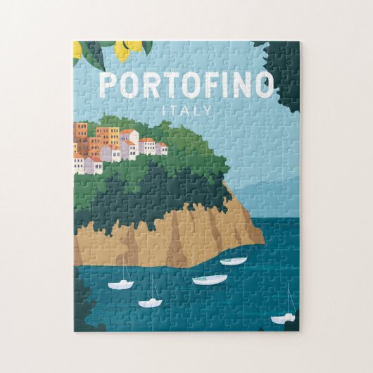 Portofino Italy Retro Travel Art  Legpuzzel (Verticaal)