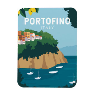 Portofino Italy Retro Travel Art  Magneet