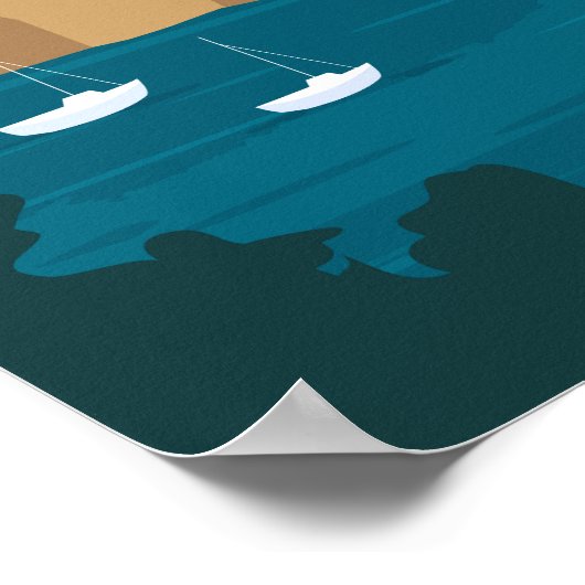 Portofino Italy Retro Travel Art  Poster (Hoek)