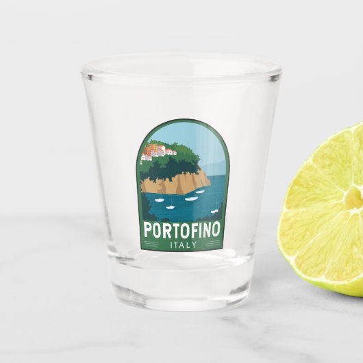 Portofino Italy Retro Travel Art  Shot Glas (Voorkant)