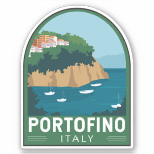 Portofino Italy Retro Travel Art  Sticker