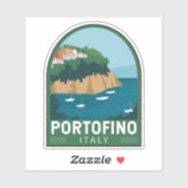 Portofino Italy Retro Travel Art  Sticker (Vel)