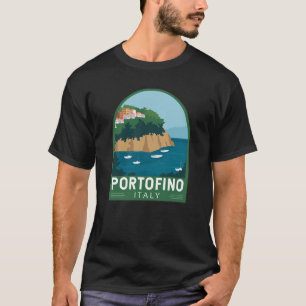 Portofino Italy Retro Travel Art  T-shirt