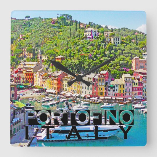 Portofino Vierkante Klok (Voorkant)