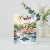 Portofino-waterverf Briefkaart (Staand voorkant)
