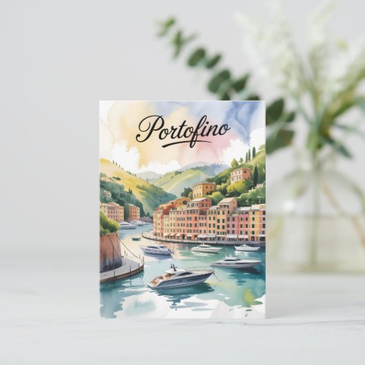 Portofino-waterverf Briefkaart (Staand voorkant)