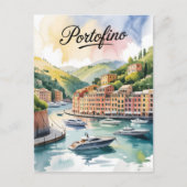 Portofino-waterverf Briefkaart (Voorkant)