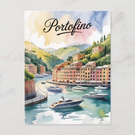 Portofino-waterverf Briefkaart (Voorkant)