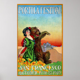 Portola Festival Lady met Beer Poster