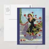 Portola Festival Lady met Rozen 1909 Briefkaart (Voorkant / Achterkant)