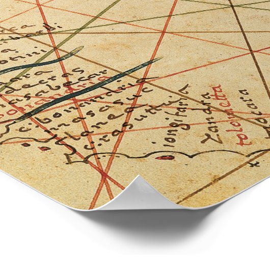 Portolan Chart | Kaart van Caïro, Egypte Poster (Hoek)