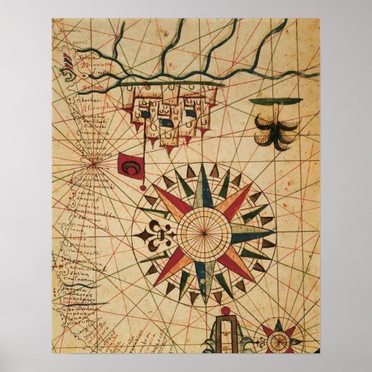 Portolan Chart | Kaart van Caïro, Egypte Poster (Voorkant)