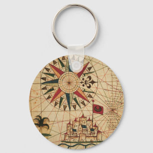 Portolan Chart   Kaart van Caïro, Egypte Sleutelhanger