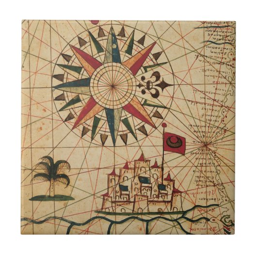Portolan Chart | Kaart van Caïro, Egypte Tegeltje (Voorkant)