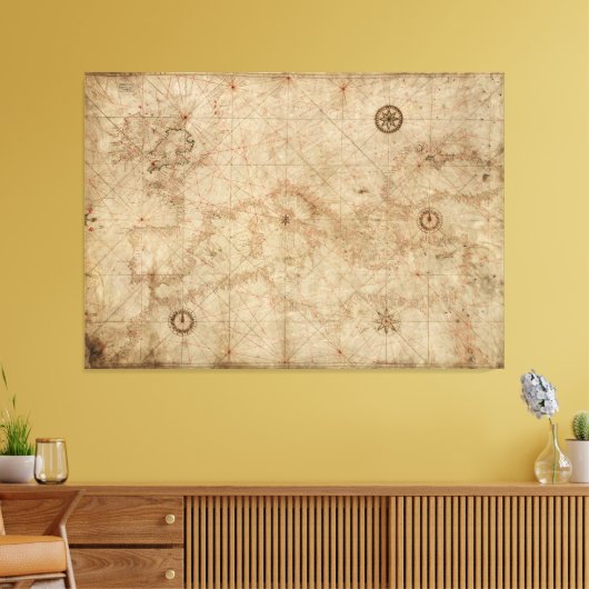 Portolan-kaart rond 1500 canvas afdruk (Insitu (Woonkamer))