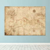 Portolan-kaart rond 1500 canvas afdruk (Insitu (Houten vloer))