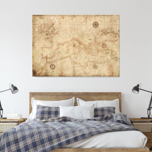 Portolan-kaart rond 1500 canvas afdruk (Insitu (Slaapkamer))