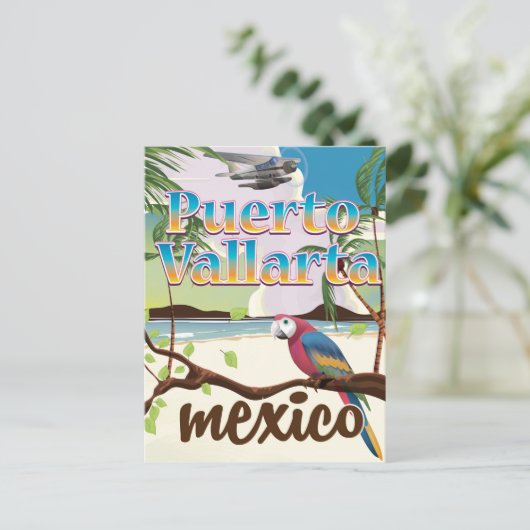 Portoposter voor strandtocht Puerto Vallarta Mexic Briefkaart (Staand voorkant)