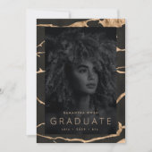 Portoro Black marmer modern gouden folie Afstudeer Aankondiging (Voorkant)