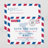 Portovenere Italië Rood Blauw Airmail Bewaar de da Aankondigingskaart (Voorkant / Achterkant)