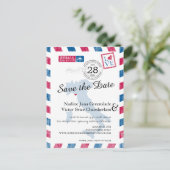 Portovenere Italië Rood Blauw Airmail Bewaar de da Aankondigingskaart (Staand voorkant)