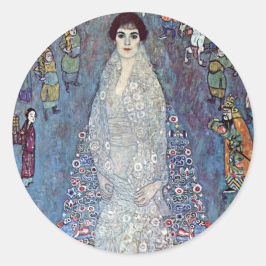 Portrait Baroness Elisabeth Bacchofen Echt, Klimt Ronde Sticker (Voorkant)