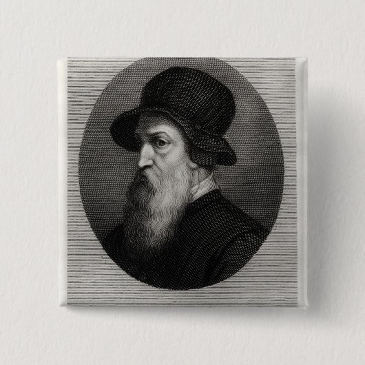 Portrait Benvenuto Cellini gegraveerd door Vierkante Button 5,1 Cm (Voorkant)