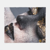 Portrait Gold Black Artistic Makeup Luxury Beauty Fleece Deken (Voorkant (Horizontaal))