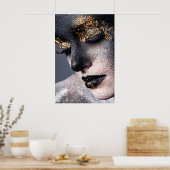 Portrait Gold Black Artistic Makeup Luxury Beauty Poster (Keuken)