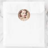Portrait of a beautiful classic pinup 1950 ronde sticker (Tas)