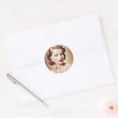 Portrait of a beautiful classic pinup 1950 ronde sticker (Envelop)