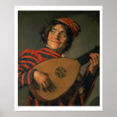 Portrait of a Jester with a Lute (oil on canvas) Poster (Voorkant)