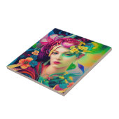 Portrait of a Woman Adorned with Flowers Tegeltje (Zijkant)