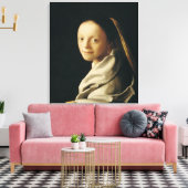 Portrait of a Young Woman, c.1663-65 Canvas Afdruk (Insitu (Woonkamer))