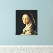 Portrait of a Young Woman, c.1663-65 Canvas Afdruk (Insitu (Houten vloer))
