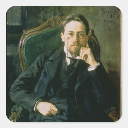 Portrait of Anton Pavlovich Chekhov, 1898 Vierkante Sticker (Voorkant)