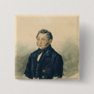 Portrait of Faddey Venediktovich Bulgarije, c.1840 Vierkante Button 5,1 Cm