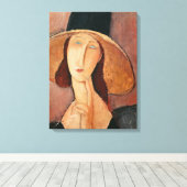 Portrait of Jeanne Hebuterne in a large hat Canvas Afdruk (Insitu (Houten vloer))