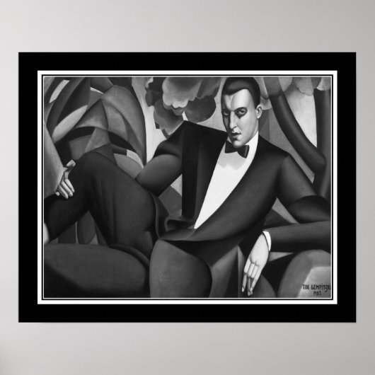 Portrait of Marquis d'Afflito by Tamara de Lempika Poster (Voorkant)