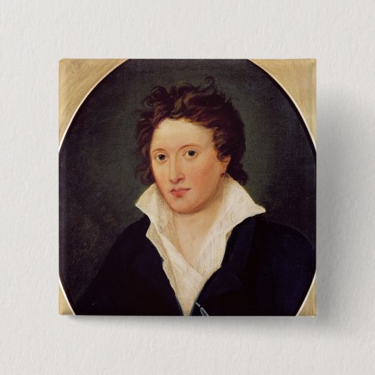 Portrait of Percy Bysshe Shelley, 1819 Vierkante Button 5,1 Cm (Voorkant)